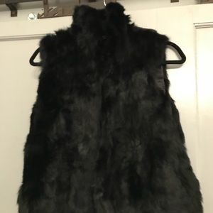 Black rabbit fur vest